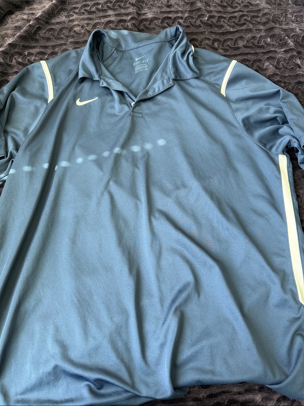 Nike Men’s Slate Blue Dri-FIT Polo with Cream Accents